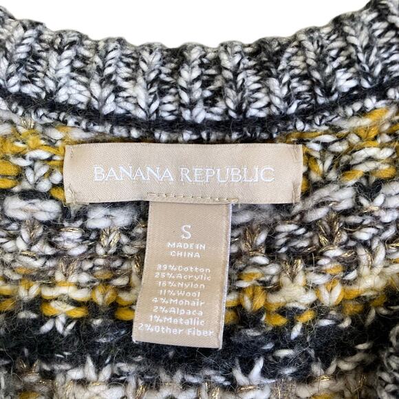 Banana Republic Sz S Chartreuse Tweed Sweater Cardigan Jacket Chunky Knit Glam - Picture 8 of 16